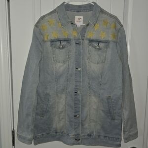 Luluroe Boutique Blue and Gold Jean Jacket Timeless Design Rare NWT ♥️